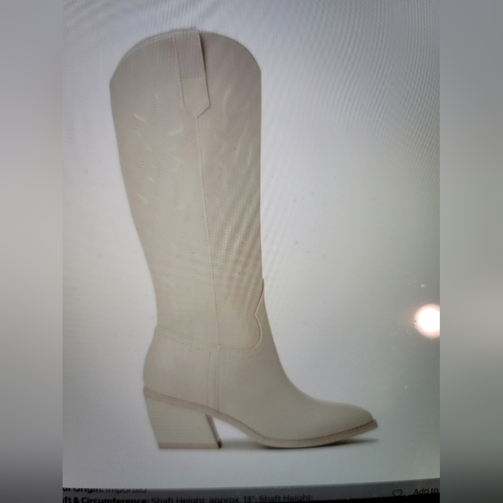 Comfy rated 4.7. Women's Cream Knee-High Boots - Picture 2 of 14
